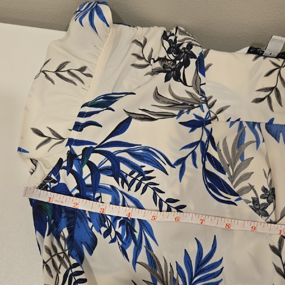 41 Hawthorn Blue and White Leaf Print Dress - Picture 11 of 14